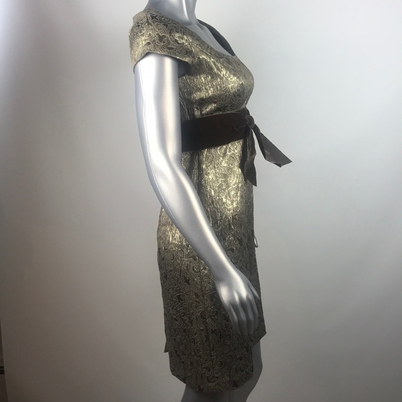 Patra Petite Gold Detailed Velvet Evening Dress 6 - Picture 4 of 5